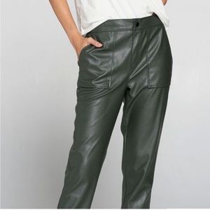 Maube High Waisted Faux Leather Joggers